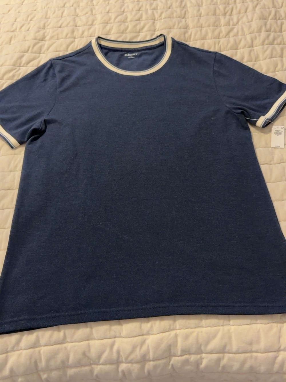 Old Navy Navy Blue Ringer Crewneck T-Shirt - Men
